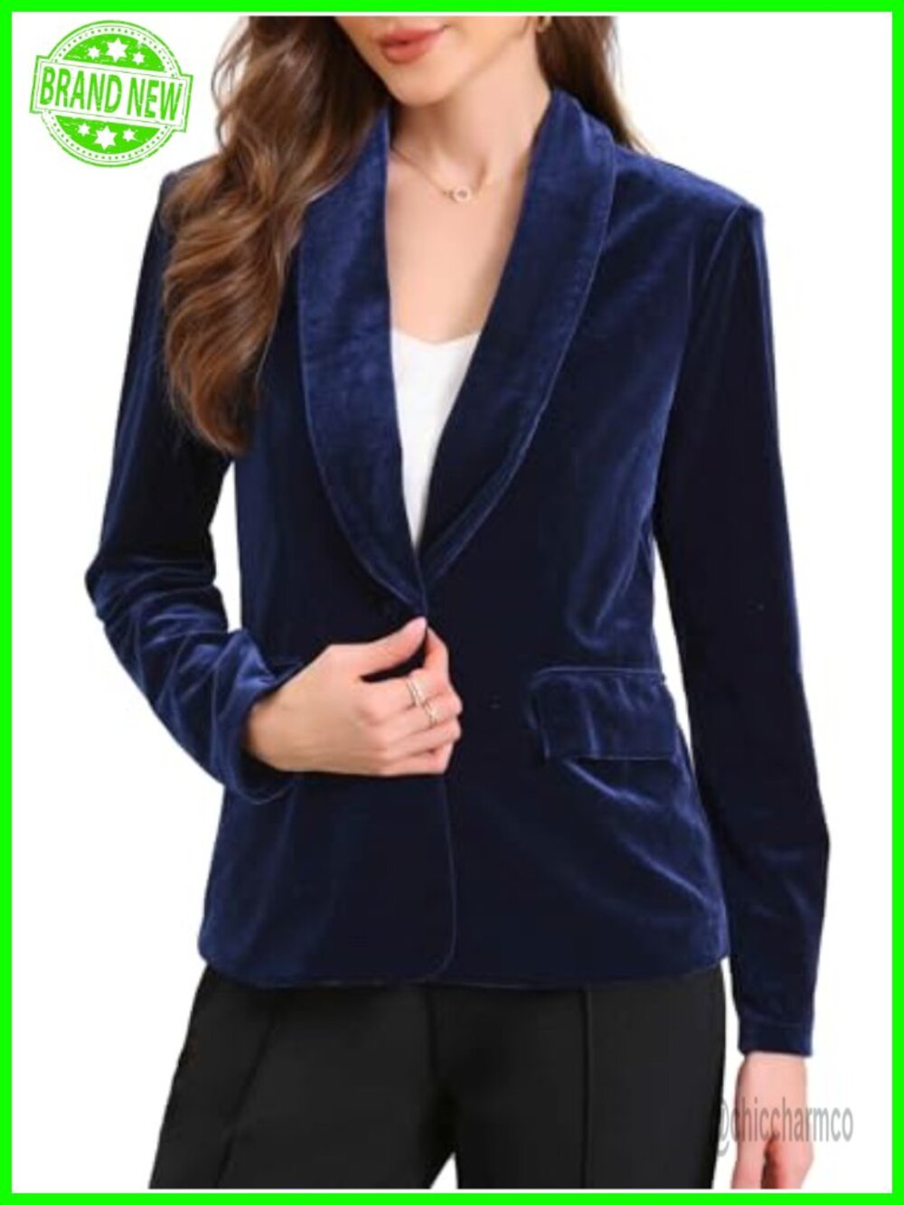 Velvet Blazer Jacket Shawl Collar Button Down Business Casual